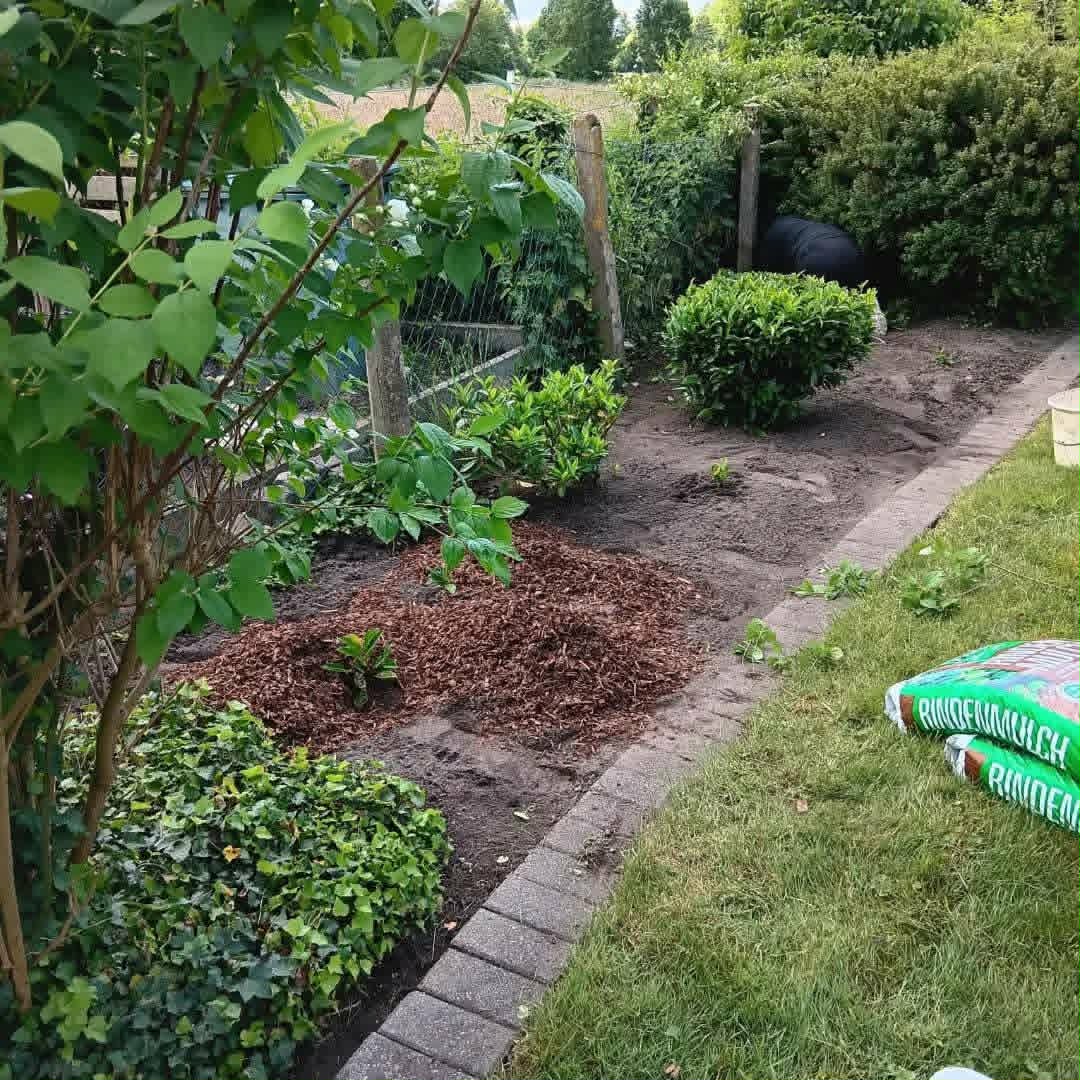 Beetanlage mit Rindenmulch – Nachher